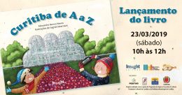 Banner de lançamento do livro Curitiba de A a Z.